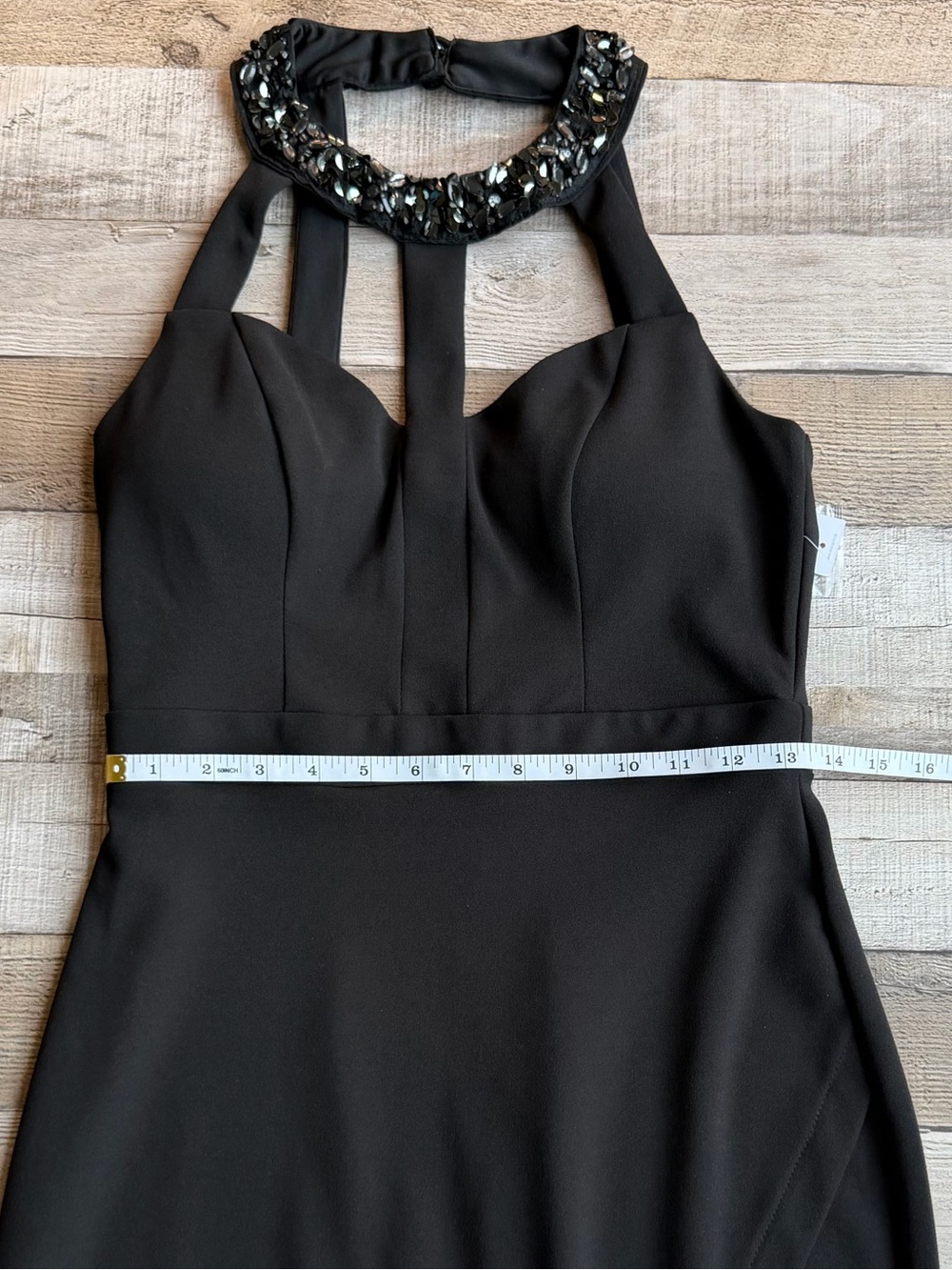 Bisou Bisou Black Beaded Halter Open Back Tulip Hem Cocktail Party Dress NWT Sz4 - Picture 14 of 16